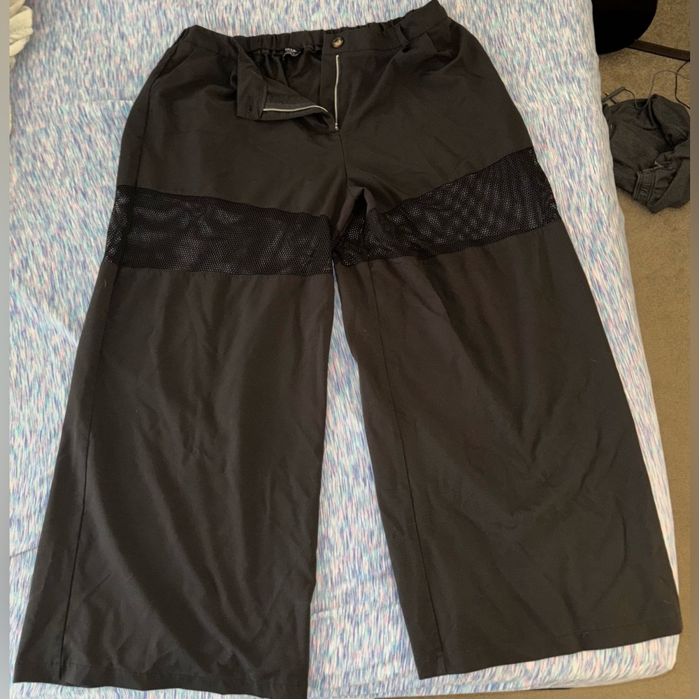 Black Widow Mesh Wide Leg Trousers